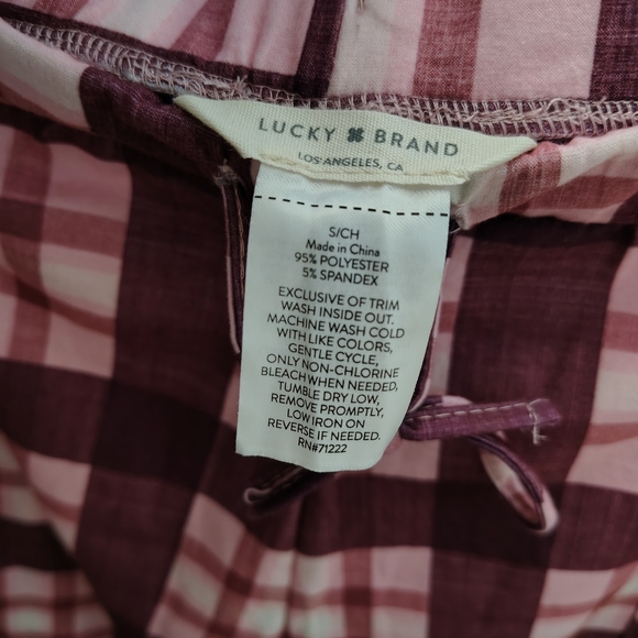 Lucky Brand Women's Plaid Pink Pants Pajamas Waist Band Sz Small Pockets NWOT - Picture 2 of 10